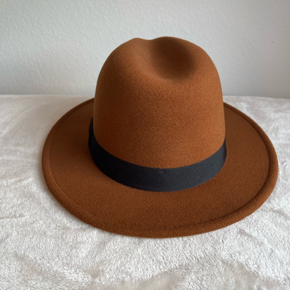 NWOT‎ H&M Brown Wool Fedora with Black Band - Picture 4 of 7